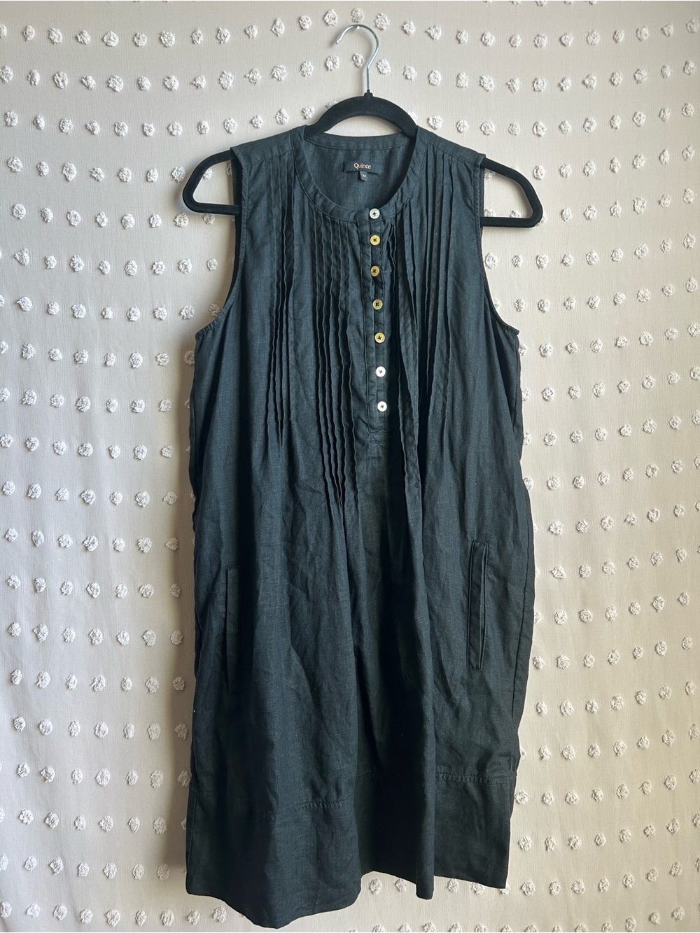 Quince European Linen Sleeveless Swing Dress Sz M Black